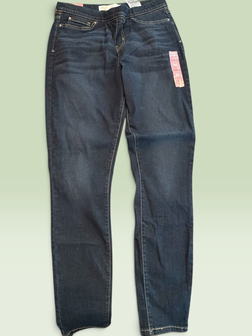 Signature Levi Strauss Gold Pull On Skinny Jeans Size 12L W31 L32 Dark Wash NWT